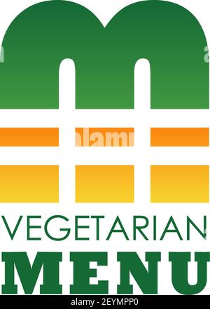 Letter M icon for vegetarian restaurant menu design or vegan cafe bistro sign. Vector veggie burger symbol in letter M for farm fresh and organic food Stock Vector