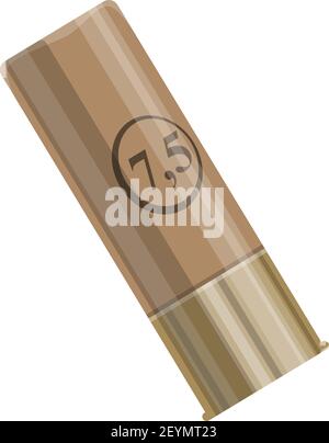 Shotgun bullet 7.5 mm vector. Hunters ammunition, shooting and killing ammo, hunting and military equipment icon Stock Vector