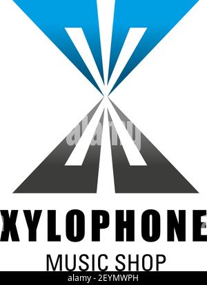 Letter X icon for music shop or musical instruments store design. Vector letter X in xylophone symbol for music school or singing education and record Stock Vector