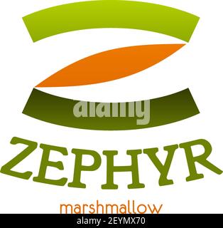 Letter Z icon for zephyr marshmallow sweets or candy package design. Vector line symbol of letter Z for dessert shop or pastry and cafeteria or patiss Stock Vector