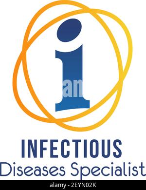 Infectious diseases specialist vector icon isolated on a white background. Concept of virus warning and epidemic. Danger of illness and fever, infecti Stock Vector