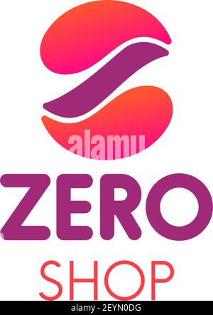 Zero shop vector icon in pink and magenta colors. Concept of shopping and sale creative icon. Colorful vector design for chain stores. Abstract badge Stock Vector