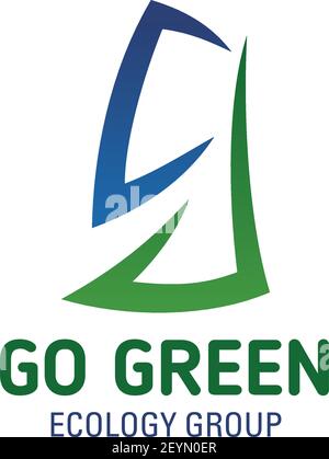 Letter G icon for nature and ecology group or go green environment project design. Vector green tree and blue sky symbol in letter G for clean earth e Stock Vector