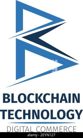 Letter B icon for cryptocurrency blockchain technology or ICO digital money concept. Vector geometric bitcoin crypto currency symbol for internet mini Stock Vector