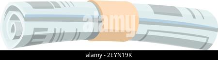 Roll of newspaper vector isolated icon. Scroll of publications, press media sign Stock Vector