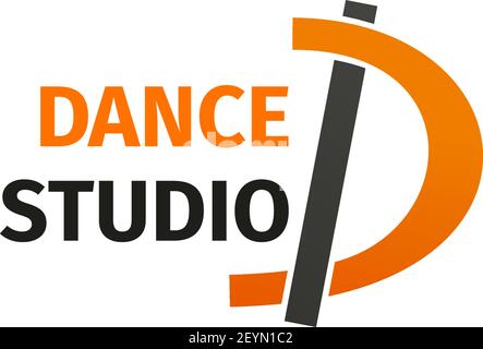 Letter D icon for dance studio or pole dancing classes. Vector line symbol of letter D for sport and fitness exercises club, workout gym or workout sp Stock Vector