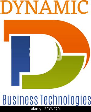 Abstract technology icon with letter D. Business technologies vector sign isolated on white background. Modern colorful icon for dynamic company ident Stock Vector