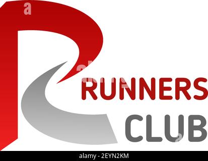 Letter R icon for runners sport club or gym and fitness center. Vector isolated letter R for athletics gym sportswear brand store or joggling run cham Stock Vector