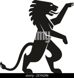 Lion or pegasus animal isolated heraldry symbol. Vector Japanese dragon mascot silhouette Stock Vector