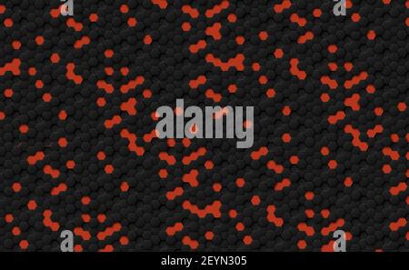Abstract hexagons black on a red background - illustration Stock Photo