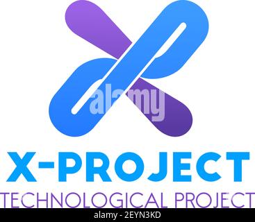 Technological digital project vector icon in blue and magenta colors isolated on a white background. Conceptual icon for innovative startups, communic Stock Vector