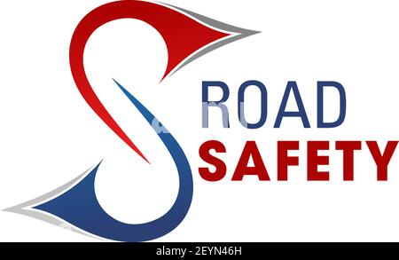 Letter S icon for road safety and highway repair global alliance or transportation construction company. Vector rout line symbol of letter S for roadw Stock Vector