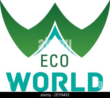 Letter W icon for eco world project in environment conservation concept. Vector leaf symbol in letter W for ecology group or green eco nature protecti Stock Vector