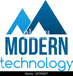 Modern technology vector icon in blue colors isolated on white background. Abstract tech badge, technology data concept. Emblem for computer and data Stock Vector