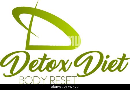 Vector sign concept of detox diet and body reset. Vector icon for body care program isolated on a white background. Badge in green color for diet menu Stock Vector