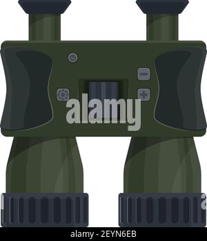 Military binoculars isolated vector. Optical device, lenses and zoom, hunting sport equipment icon Stock Vector