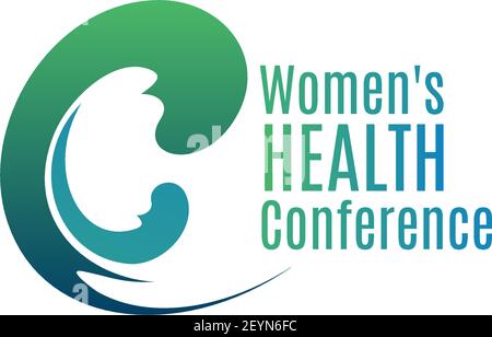 Woman health conference vector sign isolated on a white background. Concept of healthy lifestyle and medical discussion. Society problems and medicine Stock Vector