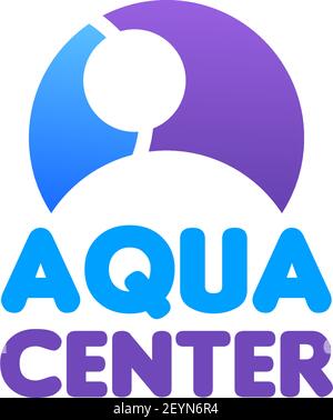 Vector sign for aqua center isolated on white background. Concept of recreation and swimming actions, badge for spa salon or wellness center. Creative Stock Vector