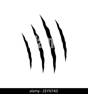 Black animal scratches. Claws scratching the cat. Vector illustration on white background Stock Vector