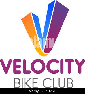 Velocity bike club vector icon isolated on white background. Creative emblem for extreme sport club, concept of healthy lifestyle. Vector design symbo Stock Vector