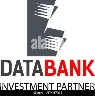 Data bank investment partner vector sign. Creative emblem for hosting companies or storage space companies. IT services or data center vector badge is Stock Vector