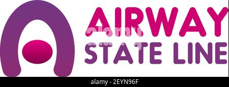 Airway state line vector icon in pink and magenta colors, isolated on white background. Passenger airplane sign for airport or travel agency, concept Stock Vector