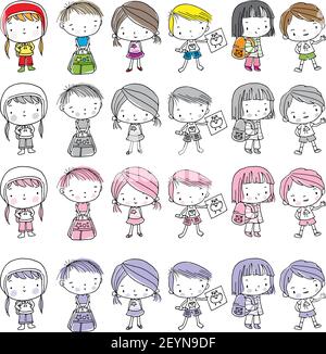 vector cartoon children boys and girls set Stock Vector Image & Art - Alamy