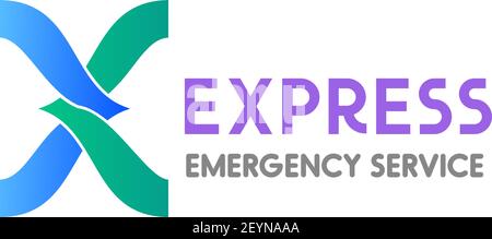 Vector sign for emergency service Express. Concept of medical help or aid, vector label isolated on a white background. Concept of 24hr service and su Stock Vector