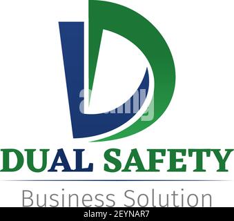 Vector icon for company Dual safety. Creative vector badge business solution concept. Business success service abstract sign. Emblem for consulting ag Stock Vector