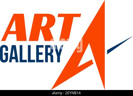 Art gallery creative vector icon. Badge for creative studio, colorful design solution. Company sign design in orange and blue colors isolated on white Stock Vector