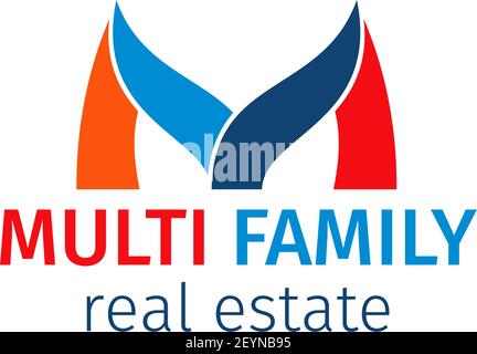 Multi family real estate vector icon isolated on white background. Creative design for real estate agency or business. Badge for property business or Stock Vector