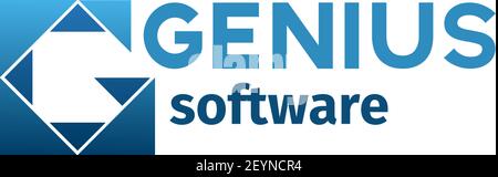Genius software vector icon in blue colors. Concept of web development and software engineering. Electronics technology or smart software vector badge Stock Vector