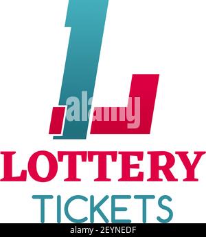 Abstract creative icon lottery tickets, red and blue colors. Concept of lottery machine and games of chance or wheel drum leisure. Vector icon of lott Stock Vector