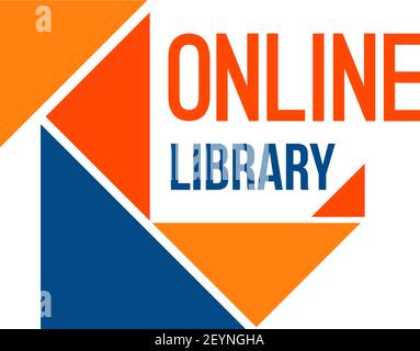 Online library vector sign isolated on white background. Concept of e-learning online with smartphone or computer. Colorful badge, concept of online r Stock Vector