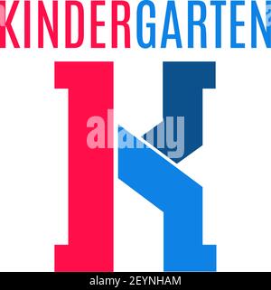 Kindergarten vector sign isolated on white background. Creative badge for preschool organization or center. Sign for kids club, concept of education o Stock Vector