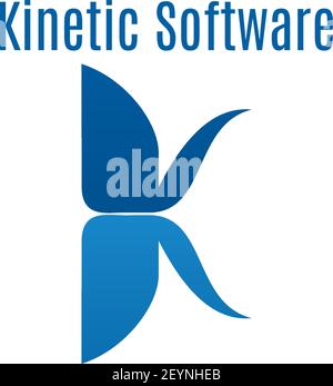 Kinetic software vector sign isolated on white background. Technology abstract icon, concept of biotechnology and science. Electronics badge for corpo Stock Vector