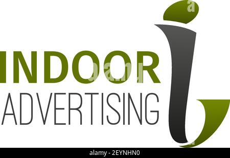 Indoor advertising company icon. Vector badge in green and gray colors isolated on a white background. Unique creative vector badge minimalism style f Stock Vector
