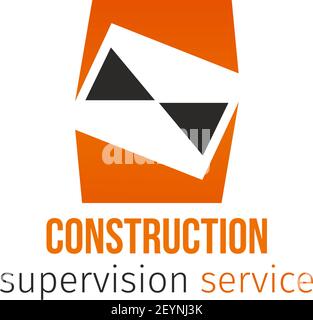Construction supervision service vector sign isolated on a white background. Concept of house repair service or building technology. Creative badge fo Stock Vector