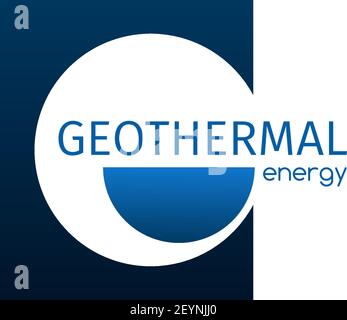Geothermal energy vector sign isolated on white background. Vector icon geothermal power plant concept, badge in blue colors. Concept of alternative e Stock Vector