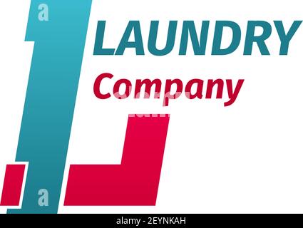 laundry company vector icon isolated on white background. Creative badge for dry cleaning and laundry service company. Abstract sign in red and blue c Stock Vector