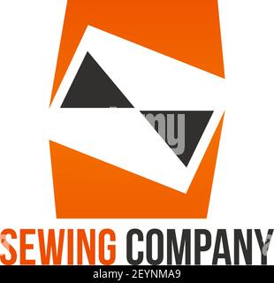Sewing company vector icon isolated on a white background. Symbol of needle and thread, creative badge for clothing industry business. Badge for sewin Stock Vector