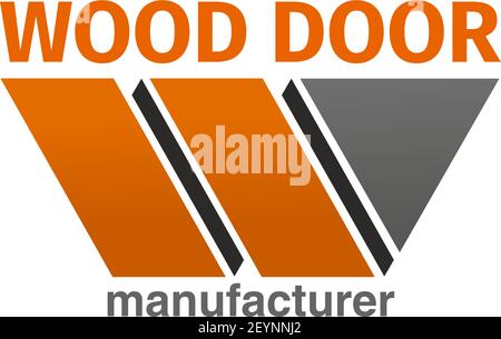 Wooden door manufacturer vector icon isolated on a white background. Concept of interior design company and room door. Symbol of construction, doorway Stock Vector