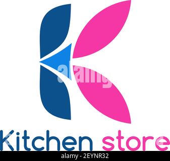 Kitchen store vector sign isolated on white background. Creative design for kitchen shop or market. Concept of kitchen shop, house appliances and home Stock Vector