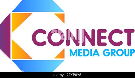 Connect Media group colorful vector icon isolated on white background. Creative design for public relations or social media business. Concept of partn Stock Vector