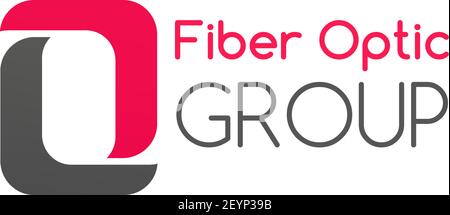 Fiber optic group vector icon isolated on a white background. Concept of fiber optic digital cable, internet connection. Creative badge in pink and gr Stock Vector