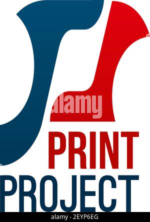 Print project vector sign isolated on a white background. Creative badge for print-house, symbol of digital print. Abstract emblem for business relate Stock Vector