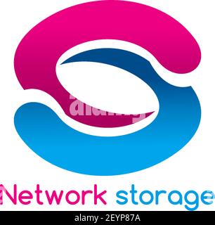 Vector icon for network storage isolated on a white background. Concept of cloud technologies and digital data saving. Concept of data security and da Stock Vector