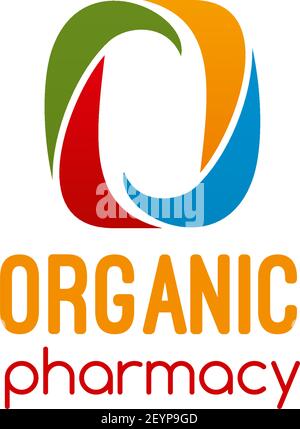 Organic pharmacy vector icon isolated on a white background. Concept of natural organic eco cosmetics or medicine. Creative colorful sign for herbal m Stock Vector