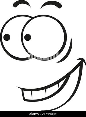 Happy smiley, isolate smiling grimace side view. Vector comic