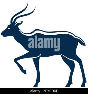 Antelope or gazelle silhouette isolated wild animal. Vector springbok or gemsbok, young oryx Stock Vector